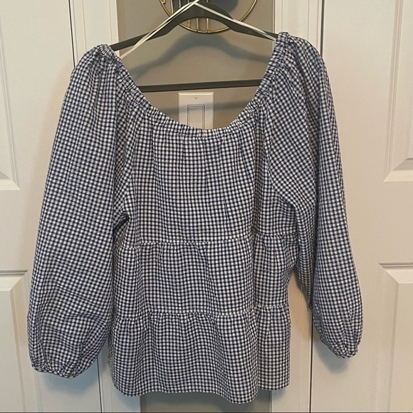 Tiered Seersucker Long-Sleeve Swing Top for Women size S NWTO - Picture 9 of 14